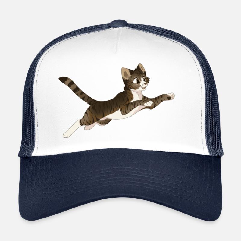 Katze Comic süß - Trucker Cap - Weiß/Navy