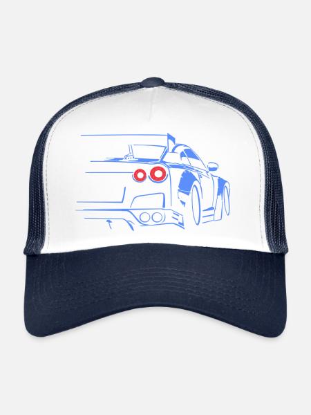 course de voiture tuning - Casquette trucker  - blanc/marine - Devant