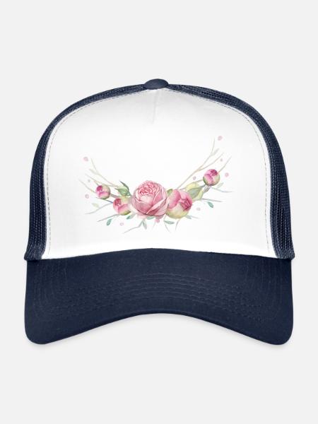 Rose branch. To personalize. - Trucker Cap - white/navy - Front