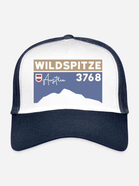Wildspitze ski tour high tour normal route hike - Trucker Cap - white/navy - Front