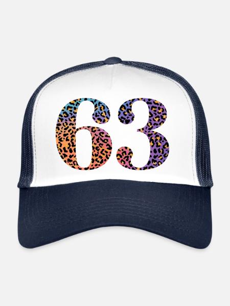 63rd Birthday Leopard - Trucker Cap - white/navy - Front