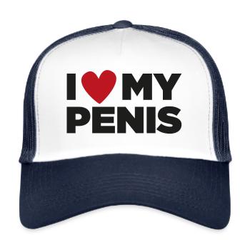 i love my penis - Trucker Cap - white/navy - Front