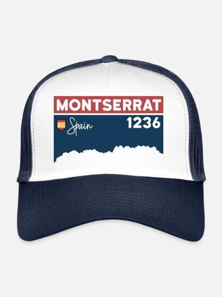 Montserrat Altitude Mountain Hiking Barcelone Cadeau - Casquette trucker  - blanc/marine - Devant