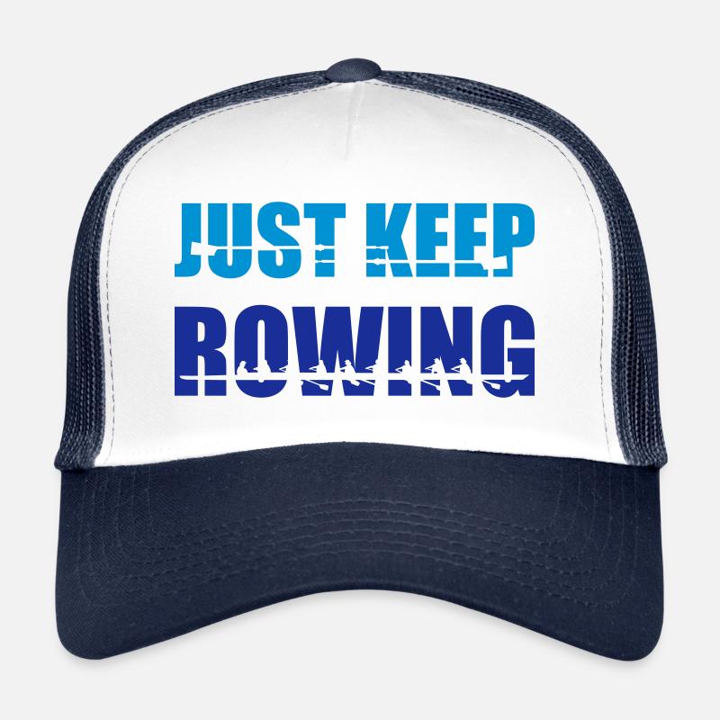 Rudern, Frauen Ruderteam - Just keep rowing - Trucker Cap - Weiß/Navy