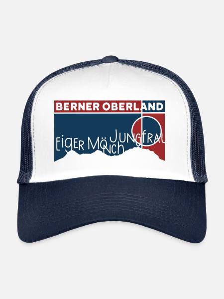 Eiger, Mönch, Jungfrau, Berg, Oberland bernois, randonnée pédestre - Casquette trucker  - blanc/marine - Devant