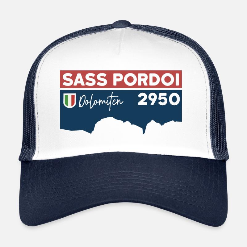 Sass Pordoi Pordoispitze Wandern Sella Dolomiten - Trucker Cap - Weiß/Navy
