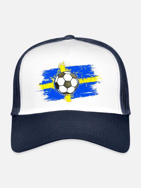 Football Suède 02 - Casquette trucker  - blanc/marine - Devant