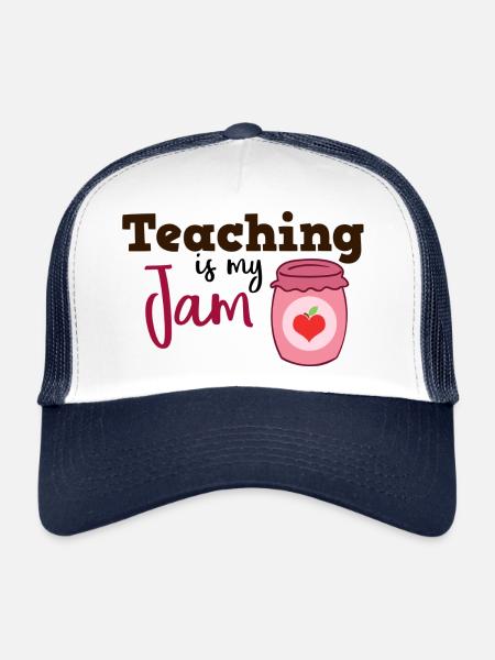 Teaching is my Jam Gift Teacher School - Trucker Cap - white/navy - Front