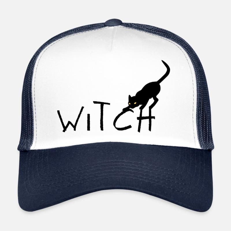 Witch - Sorcière - Texte avec chat noir Casquette trucker 