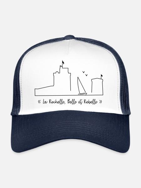 La Rochelle design blanc - by Nicolas Poitevin - Casquette trucker  - blanc/marine - Devant