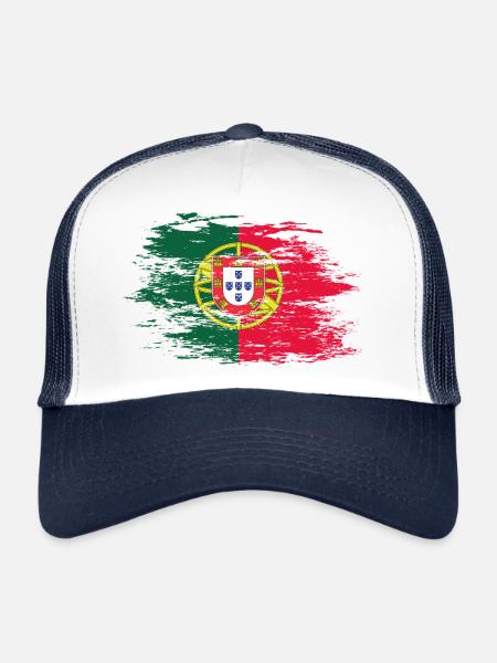 Drapeau portugais utilisé - Casquette trucker  - blanc/marine - Devant