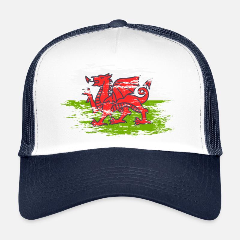 Wales flag used - Trucker Cap - white/navy