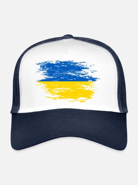Ukraine flag used - Trucker Cap - white/navy - Front