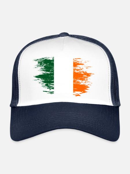 Drapeau de l’Irlande utilisé - Casquette trucker  - blanc/marine - Devant