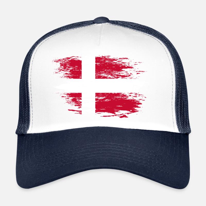 Dänemark Flagge used - Trucker Cap - Weiß/Navy