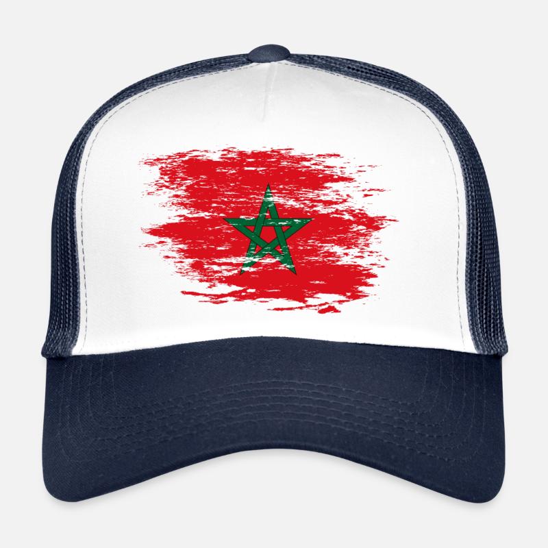 Drapeau du Maroc utilisé - Casquette trucker  - blanc/marine