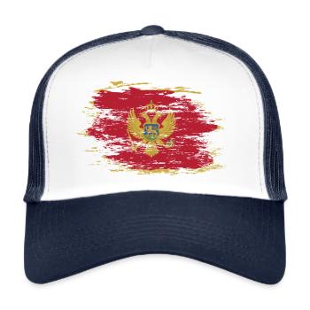 Drapeau du Monténégro utilisé - Casquette trucker  - blanc/marine - Devant