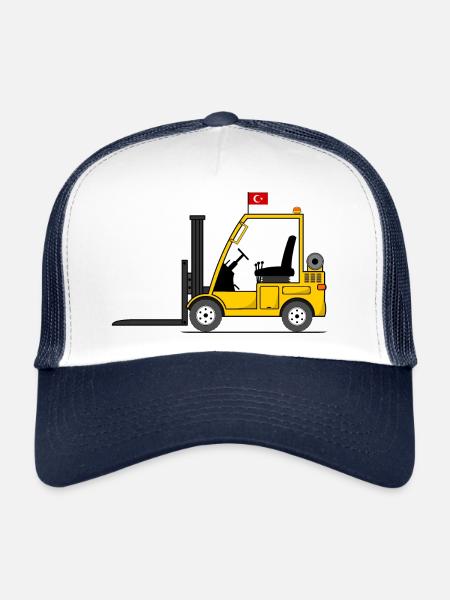 Chariot élévateur Turquie drapeau - Casquette trucker  - blanc/marine - Devant