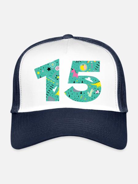 Personalized 15 Anniversary Number - Trucker Cap - white/navy