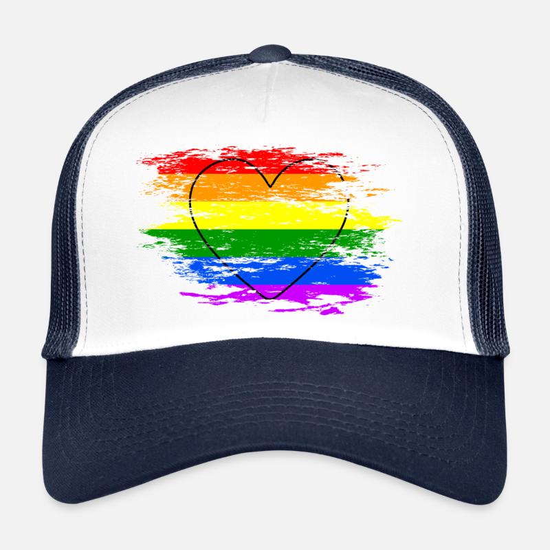 Coeur de drapeau arc-en-ciel utilisé Casquette trucker 