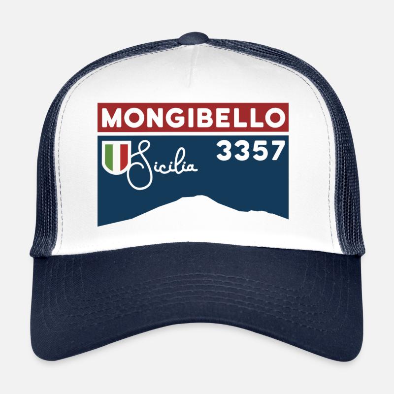 Etna Ätna Mongibello Vulkan Berg Sizilien Andenken - Trucker Cap - Weiß/Navy