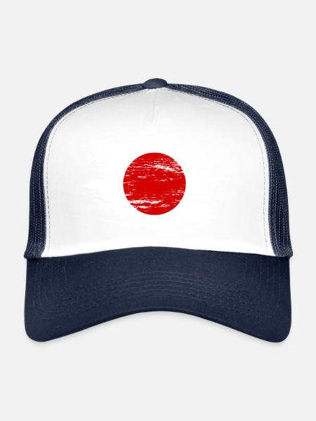Drapeau japonais utilisé - Casquette trucker  - blanc/marine - Devant