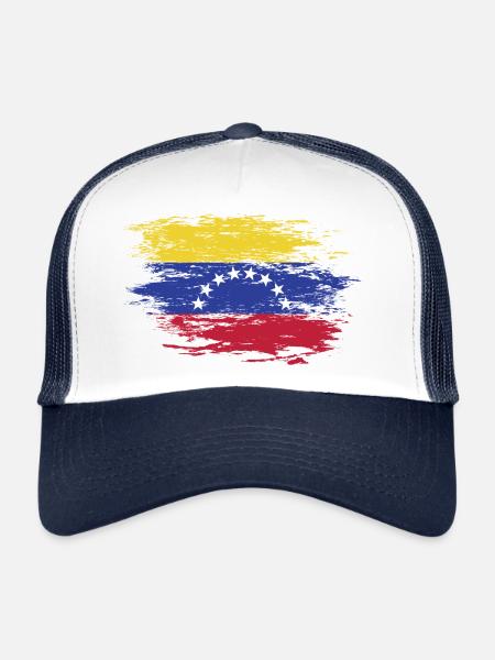 Drapeau du Venezuela utilisé - Casquette trucker  - blanc/marine - Devant