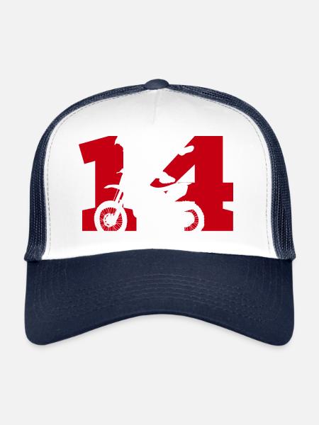 Moto 14 biker - Trucker Cap - white/navy - Front