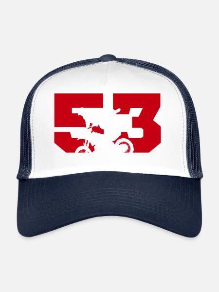 Moto 53 motard - Casquette trucker  - blanc/marine - Devant