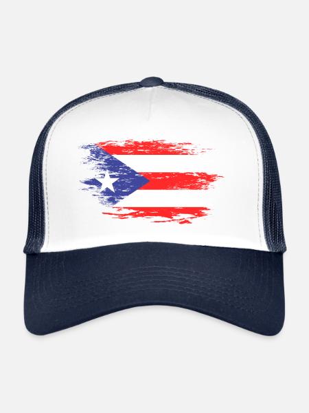Drapeau de Porto Rico - Casquette trucker  - blanc/marine - Devant