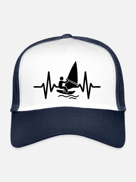 Windsurfing Heartbeat - Trucker Cap - white/navy - Front