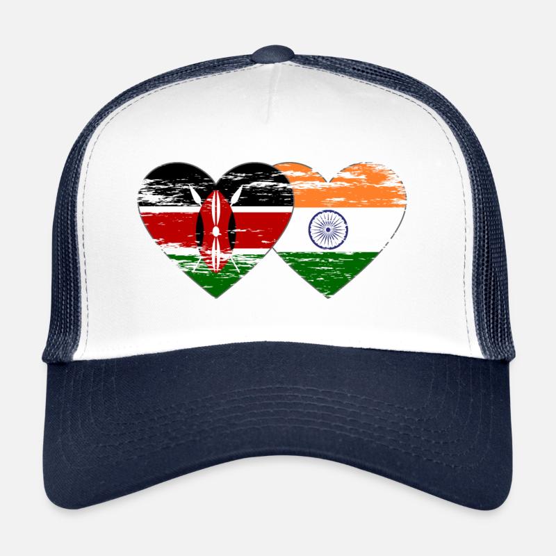 Kenia Indien Flagge Herz used Trucker Cap