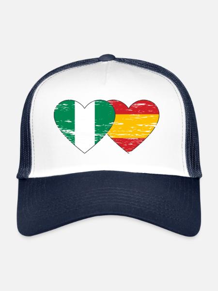 Nigeria Espagne Drapeau Coeur Utilisé - Casquette trucker  - blanc/marine - Devant