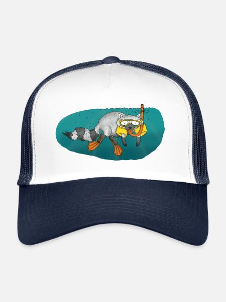 raton laveur plongée plongée diving - Casquette trucker  - blanc/marine - Devant