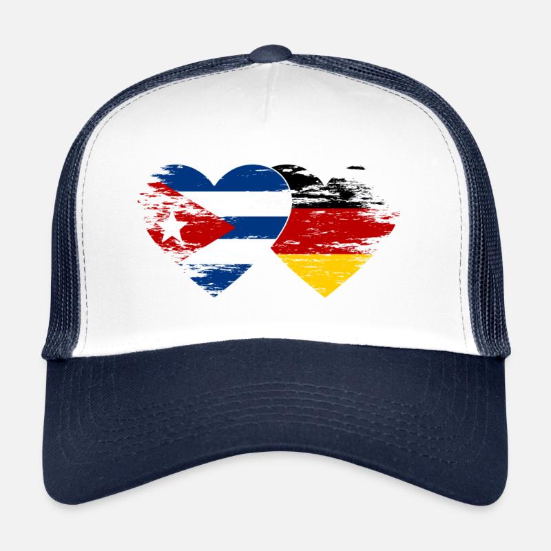 Cuba, Allemagne, drapeau, utilisé, coeur Casquette trucker 