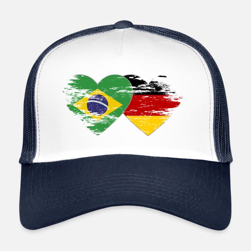 Brazil Germany flag used heart Trucker Cap