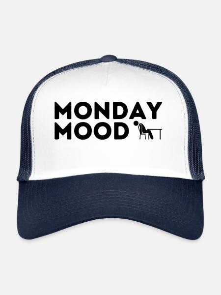 Monday Mood Design | Motif amusant en cadeau - Casquette trucker  - blanc/marine - Devant