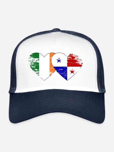 Irlande Drapeau du Panama utilisé - Casquette trucker  - blanc/marine - Devant