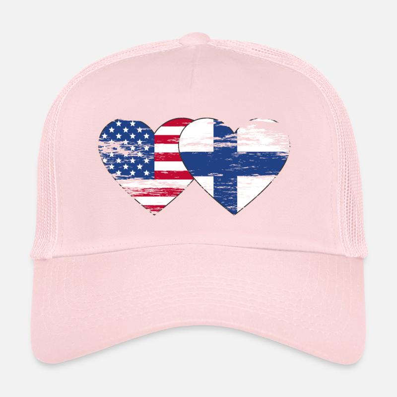 Cœur de drapeau des États-Unis Finlande utilisé Casquette trucker 