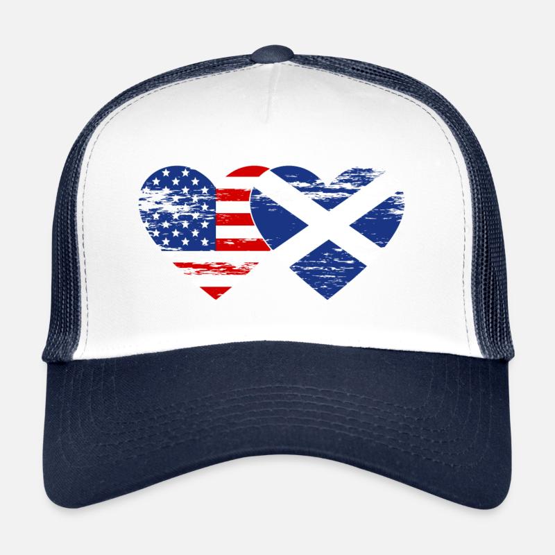 Cœur de drapeau des États-Unis d’Écosse utilisé Casquette trucker 