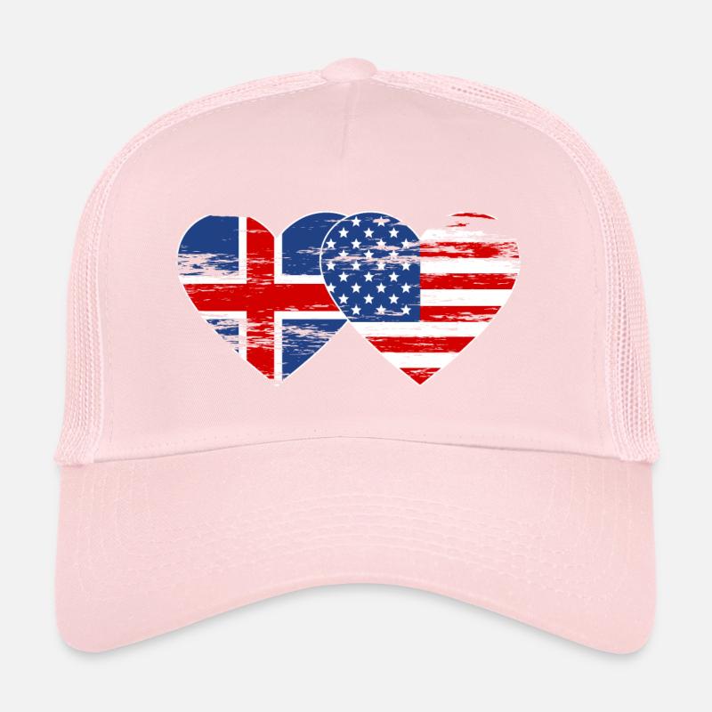 Islande Drapeau des États-Unis coeur utilisé Casquette trucker 
