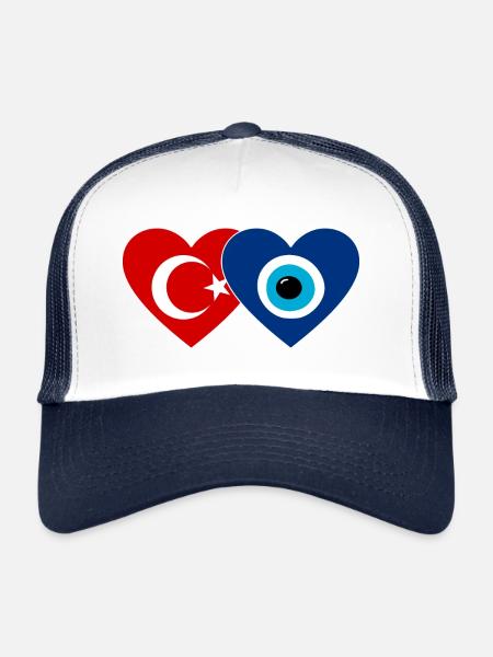 Turkey Nazarpearl Heart - Trucker Cap - white/navy - Front