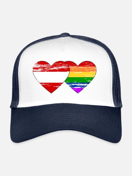 Austria rainbow flag used - Trucker Cap - white/navy - Front
