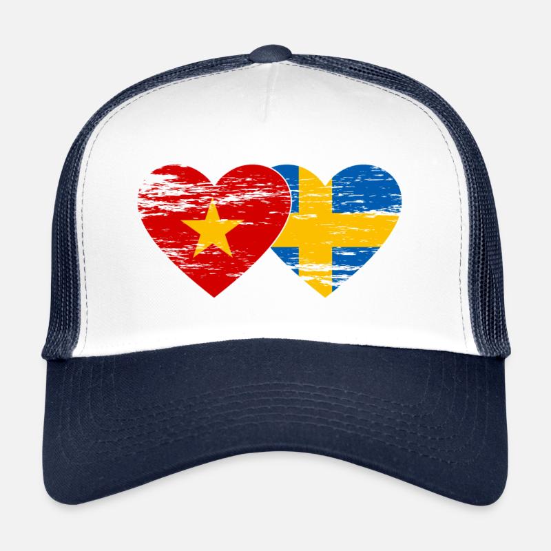 Viêt Nam Suède Drapeau Coeur Casquette trucker 