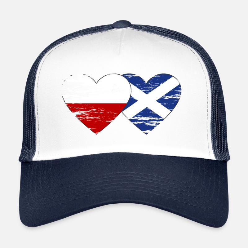 Pologne Ecosse drapeau coeur utilisé Casquette trucker 