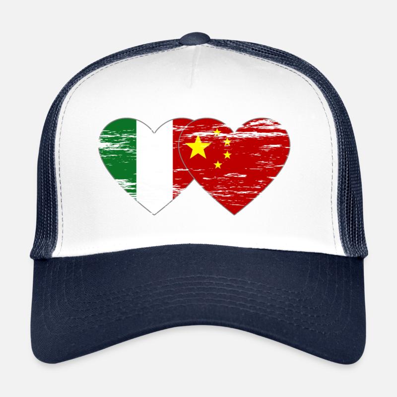 Italien China Flagge Herz used Trucker Cap