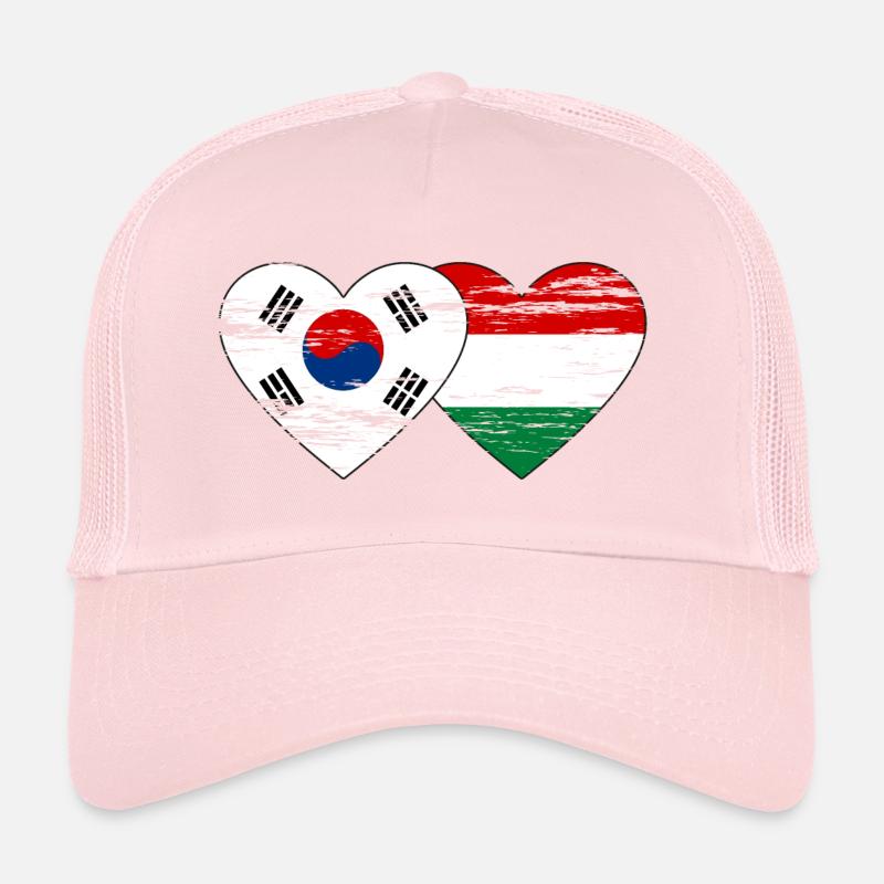 Corée du Sud Hongrie drapeau coeur utilisé Casquette trucker 