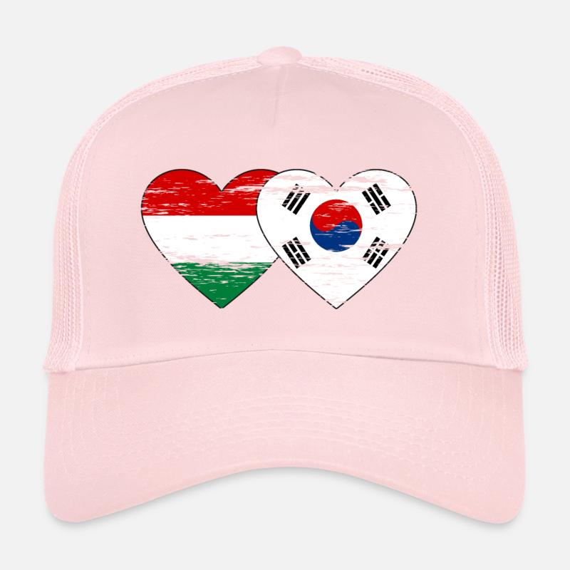 Hongrie Corée du Sud Drapeau Coeur Utilisé Casquette trucker 