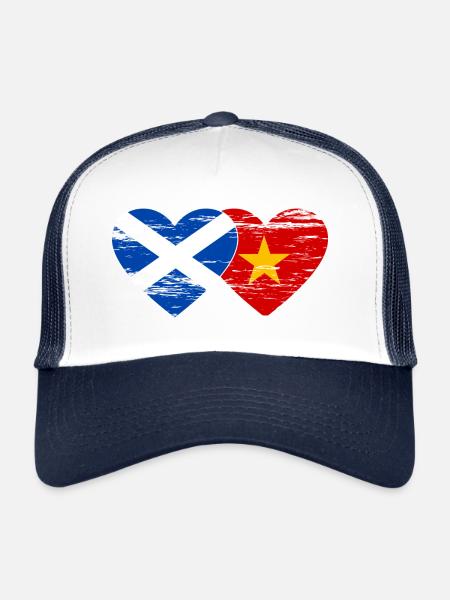 Ecosse Vietnam drapeau coeur utilisé - Casquette trucker  - blanc/marine - Devant