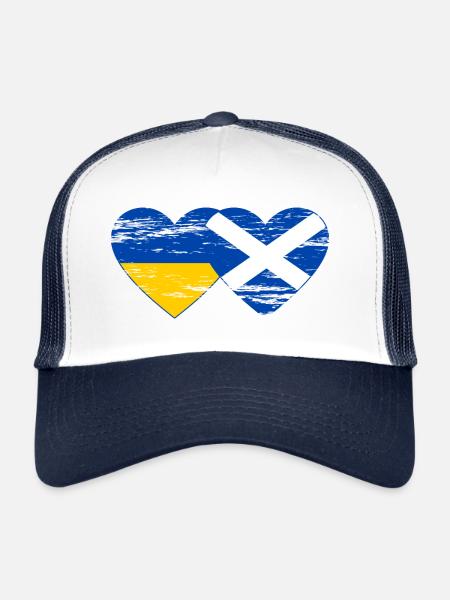 Ukraine Ecosse drapeau coeur utilisé - Casquette trucker  - blanc/marine - Devant